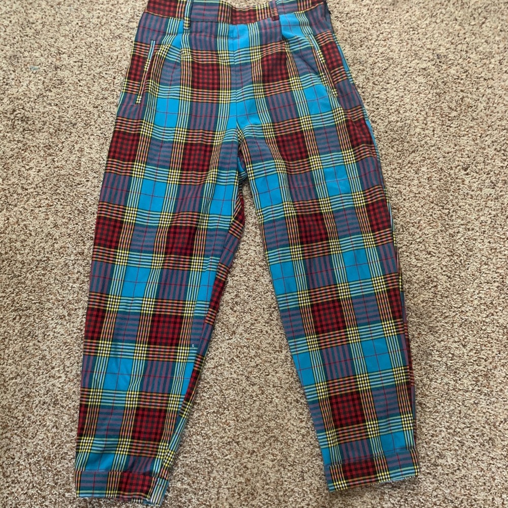 Plaid top shop pants